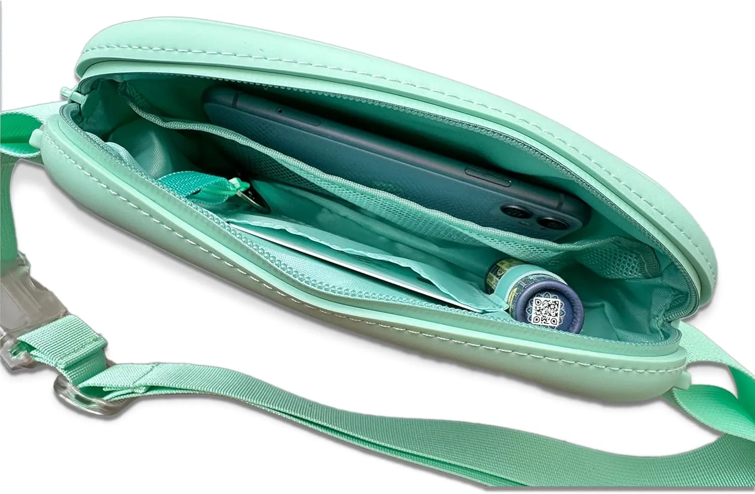 Soft-Touch Silicone Water-Resistant Fanny Pack – Lightweight Crossbody Waist Bag for Everyday Essentials, Travel, Workouts, Beach & Festivals (Soft Mint)