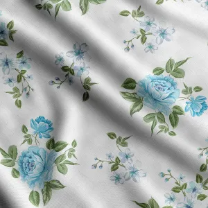 Soimoi Floral Vintage Print - Blue, Canvas Fabric Material - 56 Inch Wide, 1 Yard, Unstitched Fabric for Upholstery, Bags, Workwear and Outdoor Gear.