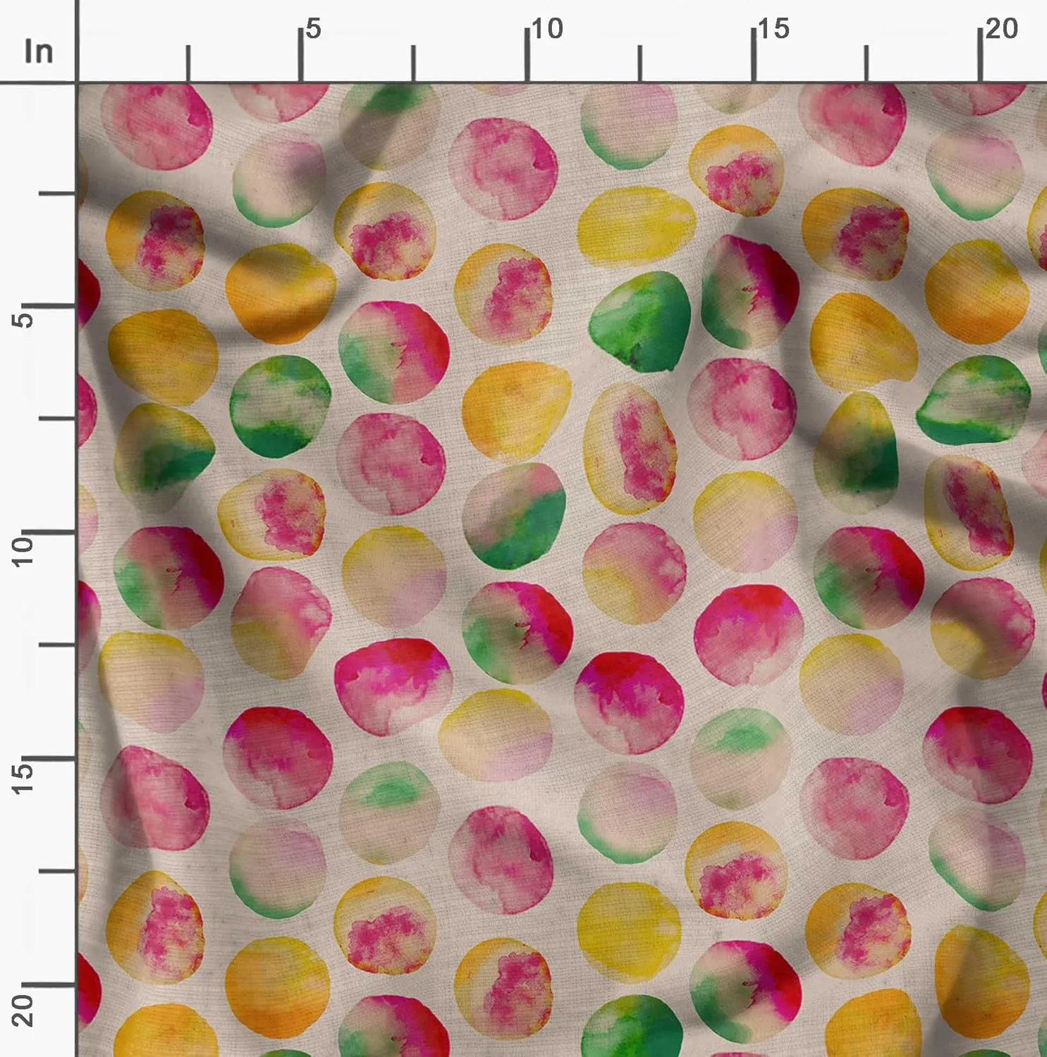 Soimoi Polka Dot Print - Multicolor, Canvas Fabric Material - 56 Inch Wide, 1 Yard, Unstitched Fabric for Upholstery, Bags, Workwear and Outdoor Gear.