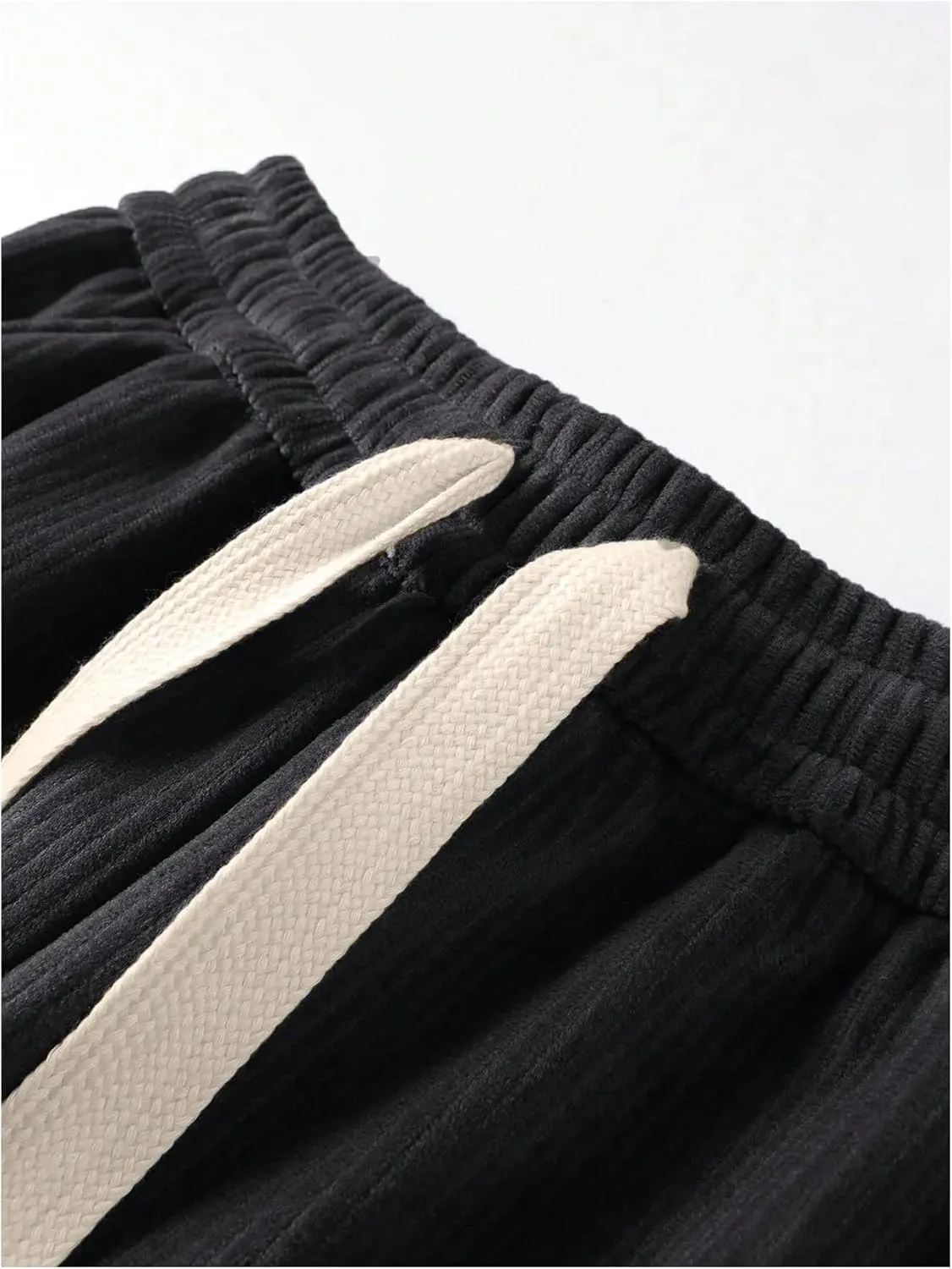 SOLY HUX Men's 2 Piece Corduroy Pants Drawstring Elastic Waist Straight Leg Baggy Pants with Pockets