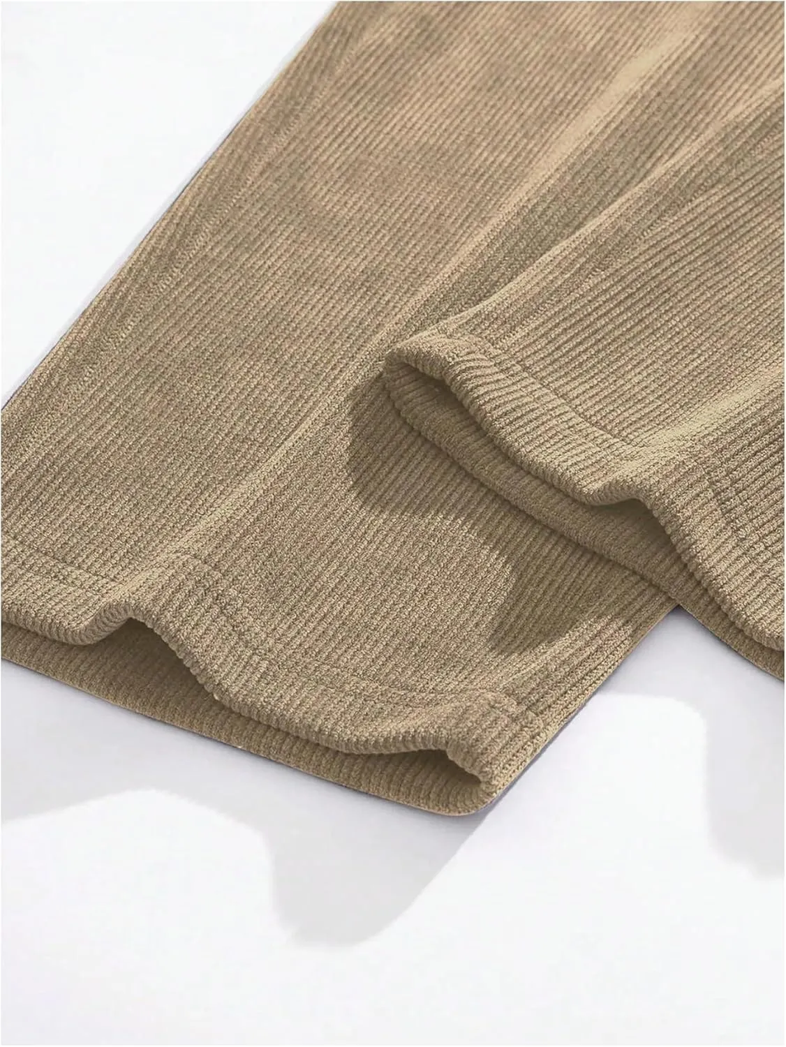 SOLY HUX Men's 2 Piece Corduroy Pants Drawstring Elastic Waist Straight Leg Baggy Pants with Pockets
