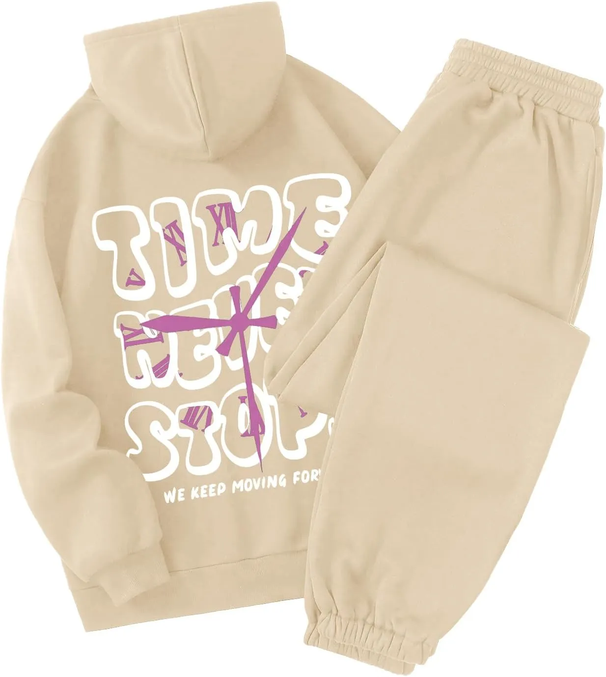 SOLY HUX Women's 2 Piece Outfits Letter Graphic Drawstring Long Sleeve Hoodies Sweatshirt and Sweatpants Set