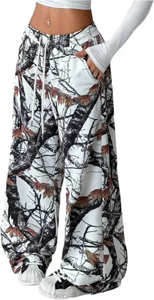 SOLY HUX Women's Graphic Baggy Pants Drawstring High Waisted Baggy Sweatpants with Pocket Streetwear