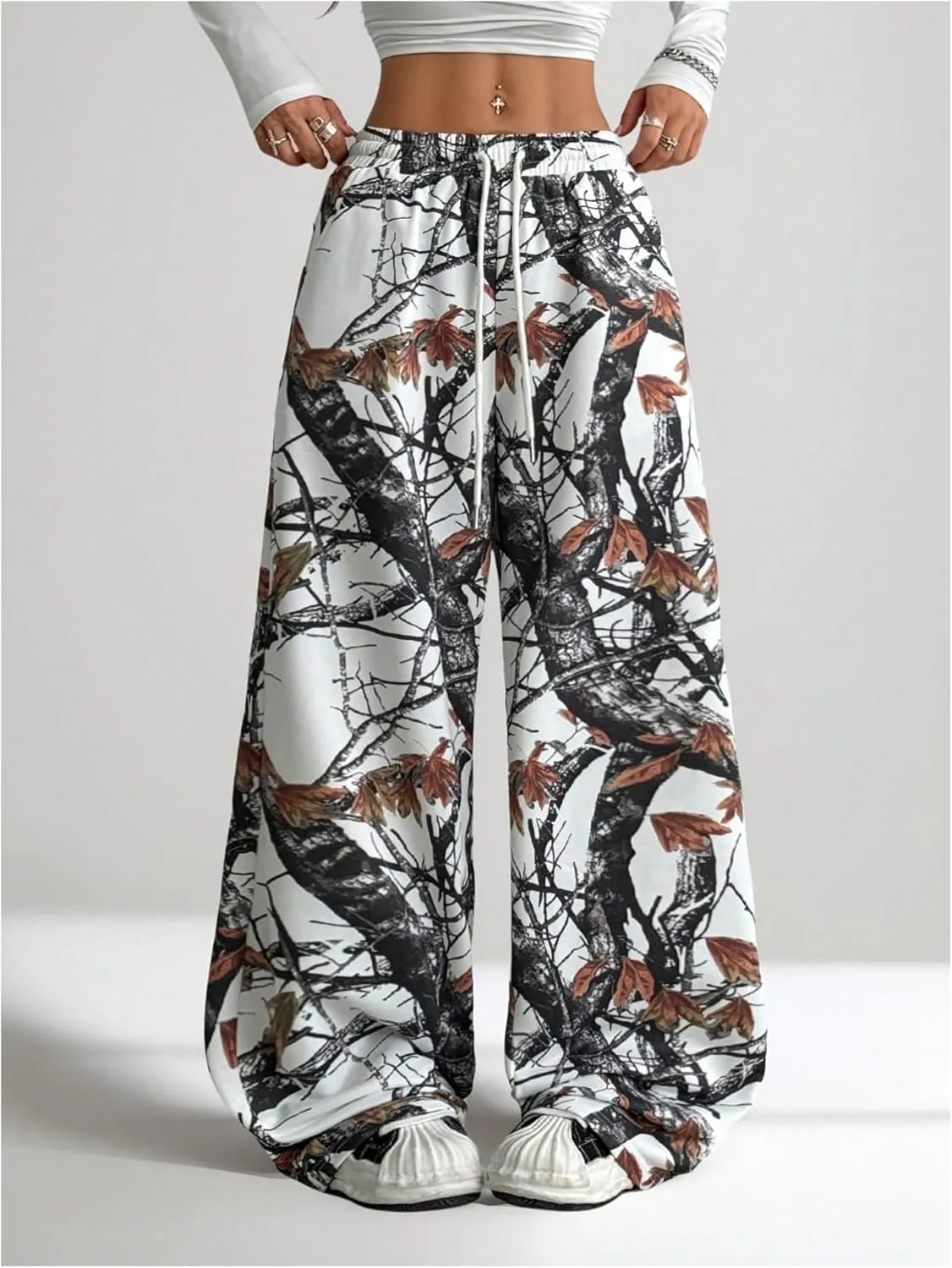 SOLY HUX Women's Graphic Baggy Pants Drawstring High Waisted Baggy Sweatpants with Pocket Streetwear