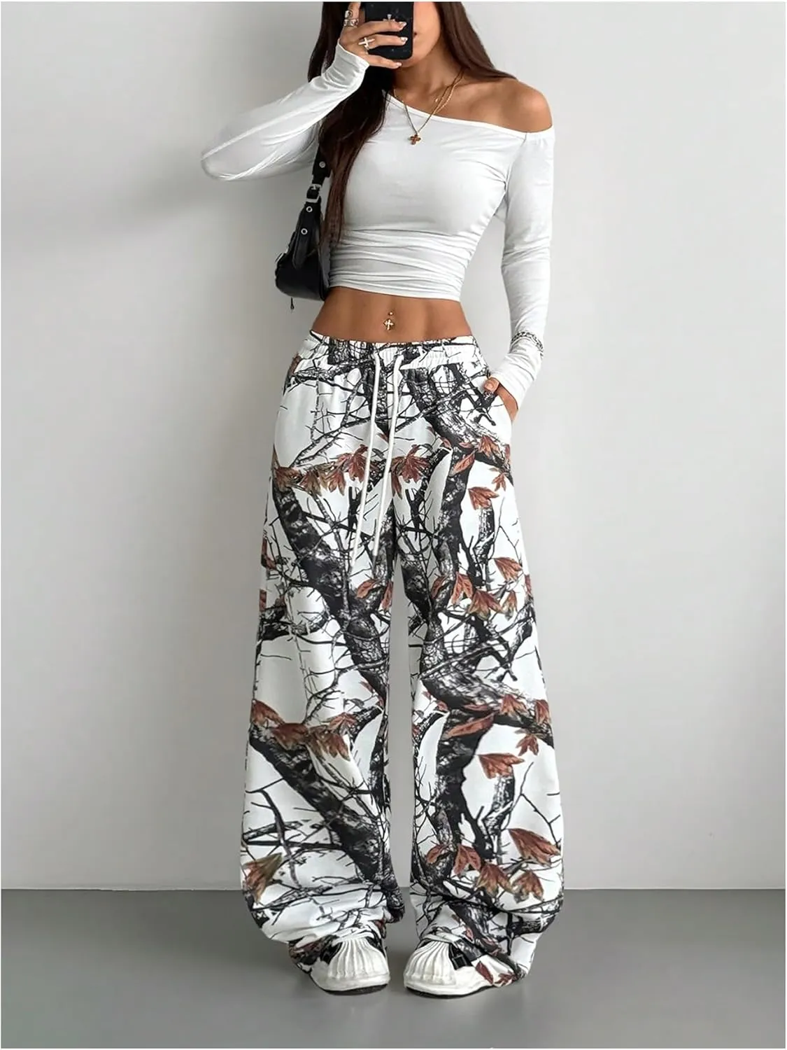 SOLY HUX Women's Graphic Baggy Pants Drawstring High Waisted Baggy Sweatpants with Pocket Streetwear
