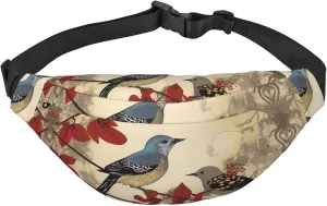 Songbirds Fanny Pack for Men Women Belt Bag Fashion Waist Bag Everywhere Crossbody Bag Wallet Hip Bum Bag with Adjustable Strap Waterproof Chest Bag for Travel Hiking Sports