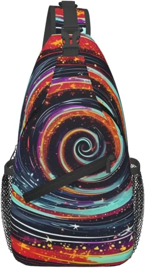 Space Spiral Cosmic print Sling Bag Sport Hiking Daypack Crossbody Shoulder Backpack Chest Bag Men Women