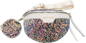 Sparkly Sequin Fanny Packs Glitter Waist Bag Adjustable Chest Belt Bags with Coin Purse for Women Girls,White C#