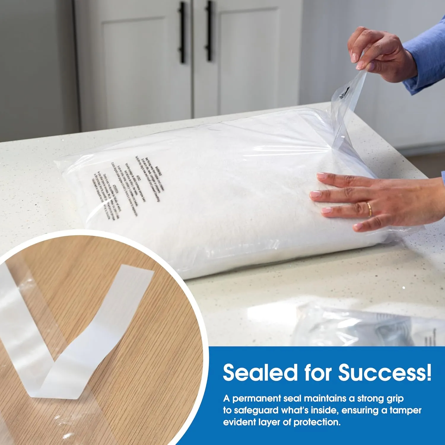 Spartan Industrial - 14" X 20" (500 Count) Self Seal Clear Poly Bags with Suffocation Warning for Packaging, Clothes - Permanent Adhesive