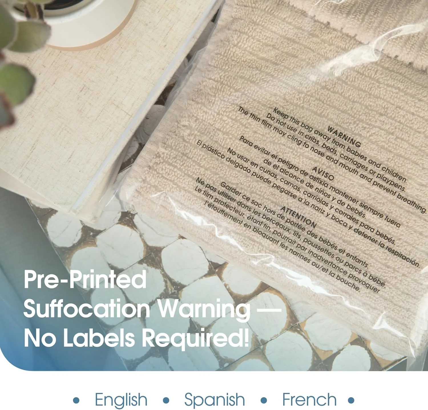 Spartan Industrial - 18” X 24” (200 Count) Self Seal Clear Poly Bags with Suffocation Warning for Packaging, Shipping - Permanent Adhesive