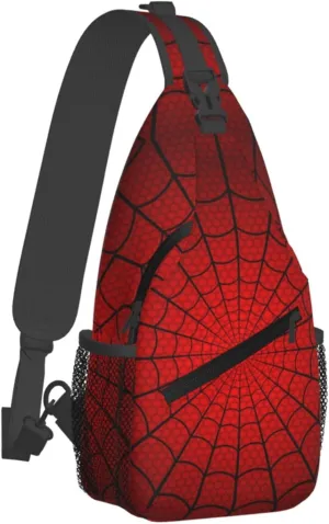 Spider Web Sling Bag for Men Women, Crossbody Backpack Purse Chest Daypack Shoulder Bag for Sports Hiking Running Travel