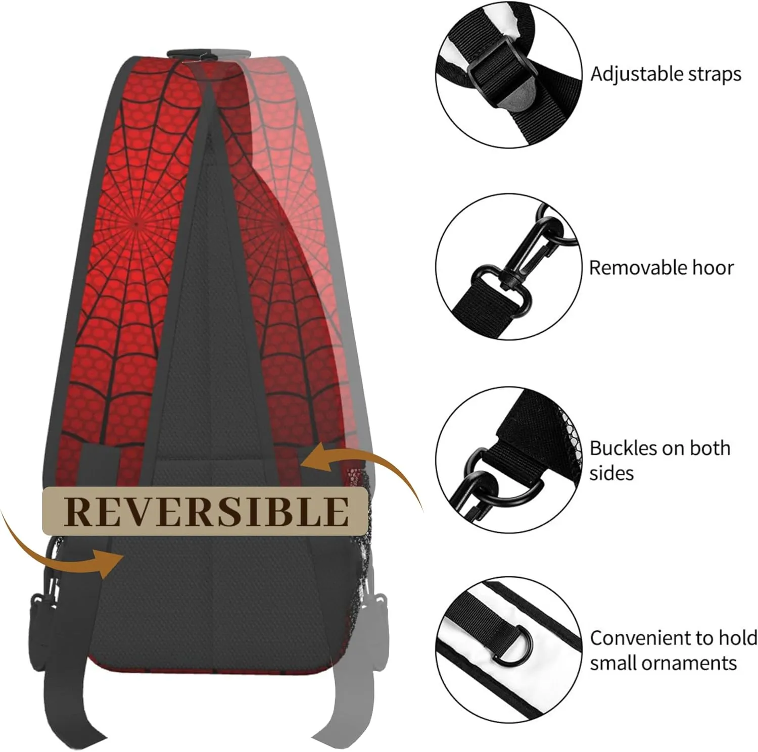 Spider Web Sling Bag for Men Women, Crossbody Backpack Purse Chest Daypack Shoulder Bag for Sports Hiking Running Travel