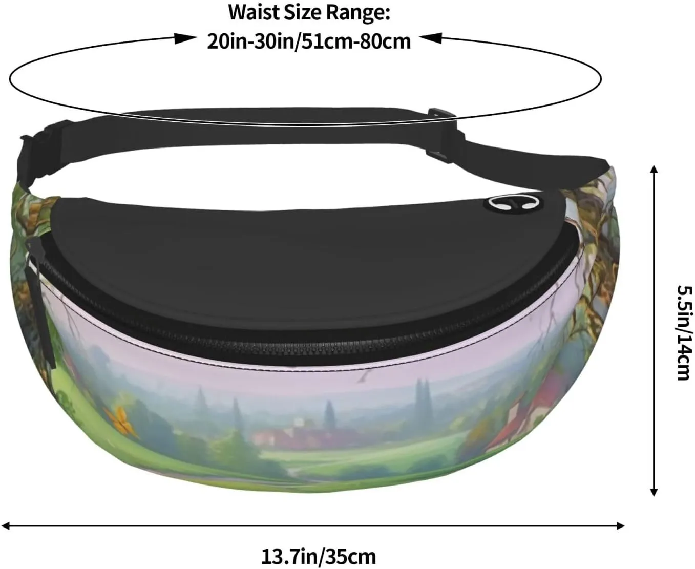 Spring Landscape Fanny Pack for Man Women Waist Bag Adjustable Belt Casual Chest Bag Bum Bags for Travel Sports Running Hiking Waist Packs