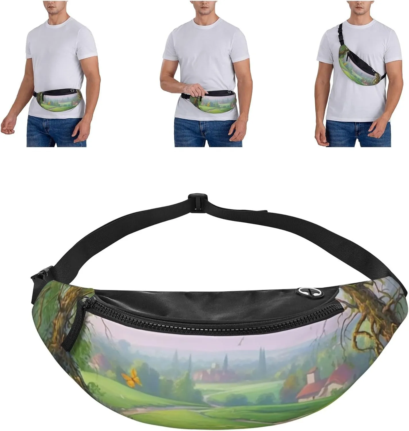 Spring Landscape Fanny Pack for Man Women Waist Bag Adjustable Belt Casual Chest Bag Bum Bags for Travel Sports Running Hiking Waist Packs