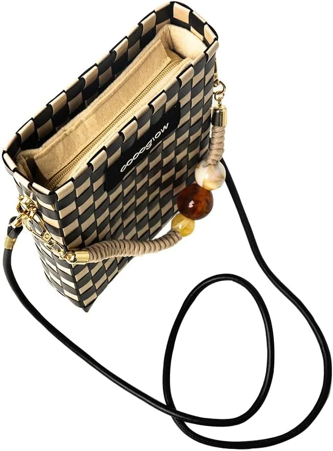 Square Cross-Body Handbag,Vintage Women's Hand-Woven Basket Bag, With Detachable Shoulder Strap and Hand Strap