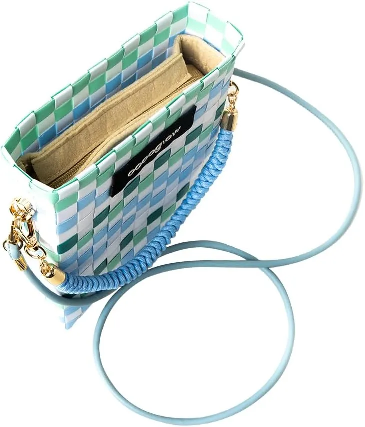 Square Cross-Body Handbag,Vintage Women's Hand-Woven Basket Bag, With Detachable Shoulder Strap and Hand Strap