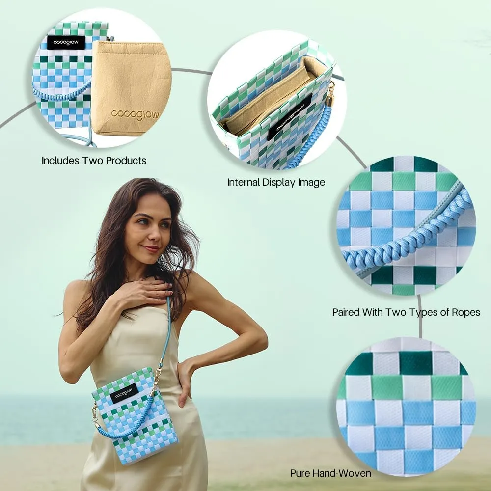 Square Cross-Body Handbag,Vintage Women's Hand-Woven Basket Bag, With Detachable Shoulder Strap and Hand Strap