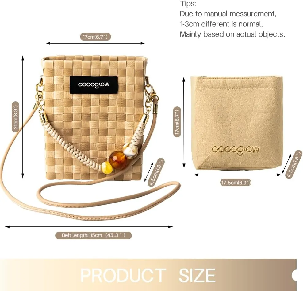 Square Cross-Body Handbag,Vintage Women's Hand-Woven Basket Bag, With Detachable Shoulder Strap and Hand Strap
