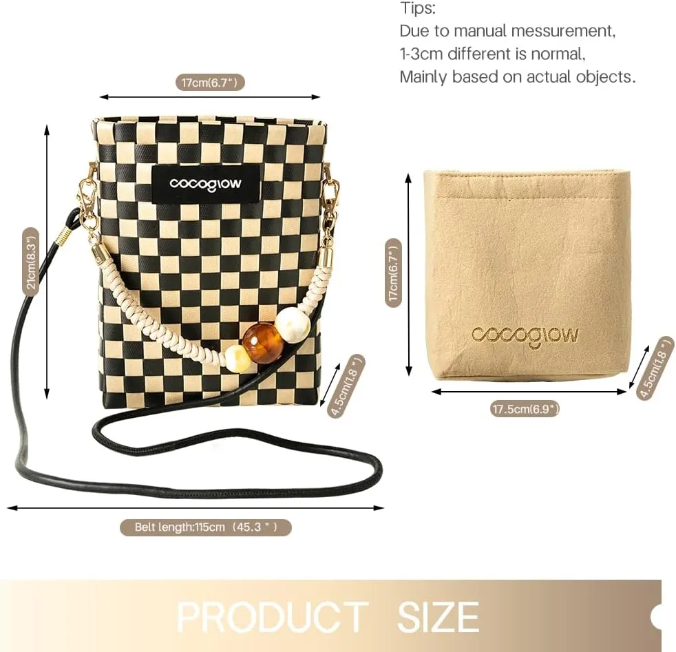Square Cross-Body Handbag,Vintage Women's Hand-Woven Basket Bag, With Detachable Shoulder Strap and Hand Strap