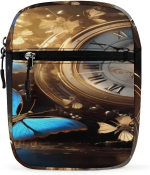 Steampunk Clock Gear And Butterflies Vintage Crossbody Bag Sling Bag Fanny Pack Cross Body Fashion Waist Packs Belt Bag with Adjustable Strap
