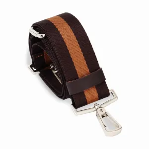 Striped Dark Brown & Tan Brown Adjustable Crossbody and Shoulder Bag and Purse Strap with Silver Clips (1.5" wide)