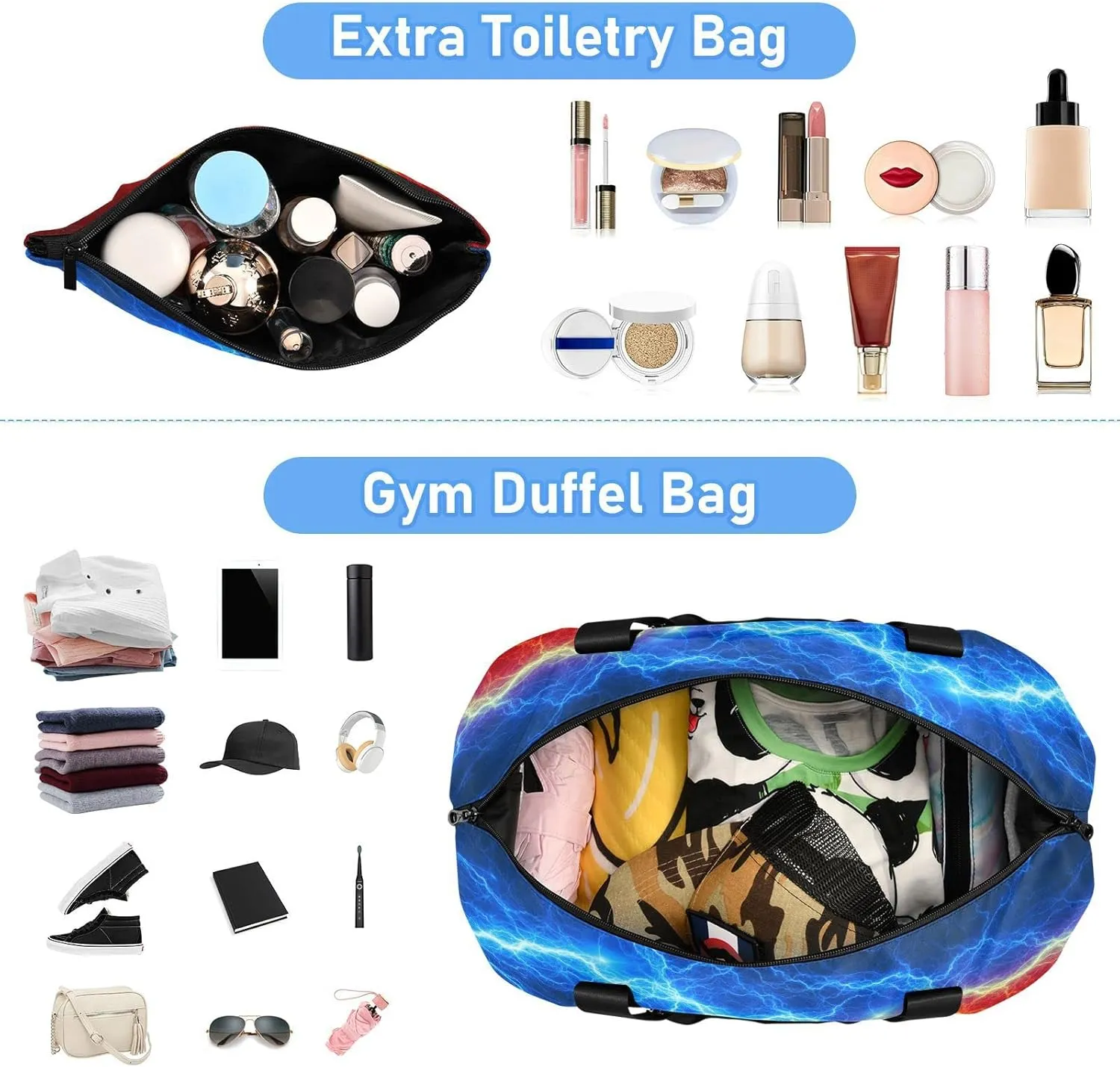 Striped Sport Tote Bag for Women,Gym Bag Black White Stripe Duffle Bag with Shoe Compartment and Wet Pocket