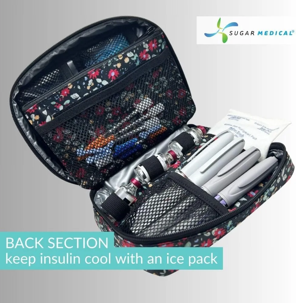 Sugar Medical Insulated Diabetes Organizer | Diabetes Supply Case | Diabetic Care Products | Diabetic Supplies Travel Case | Insulin Pen Case | Glucose Meter Case