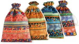 SumDirect Egyptian Ethnic Style Linen Burlap Bag 20Pcs 5×7 inches Gift Bags with Drawstring, Reusable Cotton Candy Bags for Wedding Party Favors