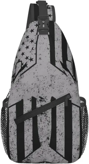 Sunflower American Flag Patriotic Sling Bag Adjustable Chest Bags Casual Crossbody Bag Travel Shoulder Backpack
