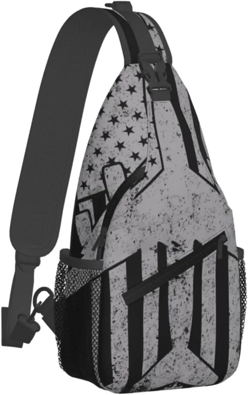 Sunflower American Flag Patriotic Sling Bag Adjustable Chest Bags Casual Crossbody Bag Travel Shoulder Backpack