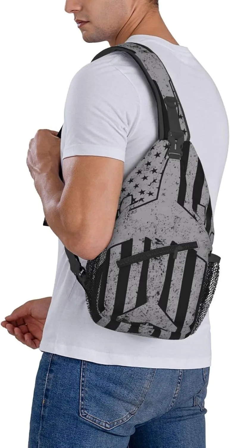 Sunflower American Flag Patriotic Sling Bag Adjustable Chest Bags Casual Crossbody Bag Travel Shoulder Backpack