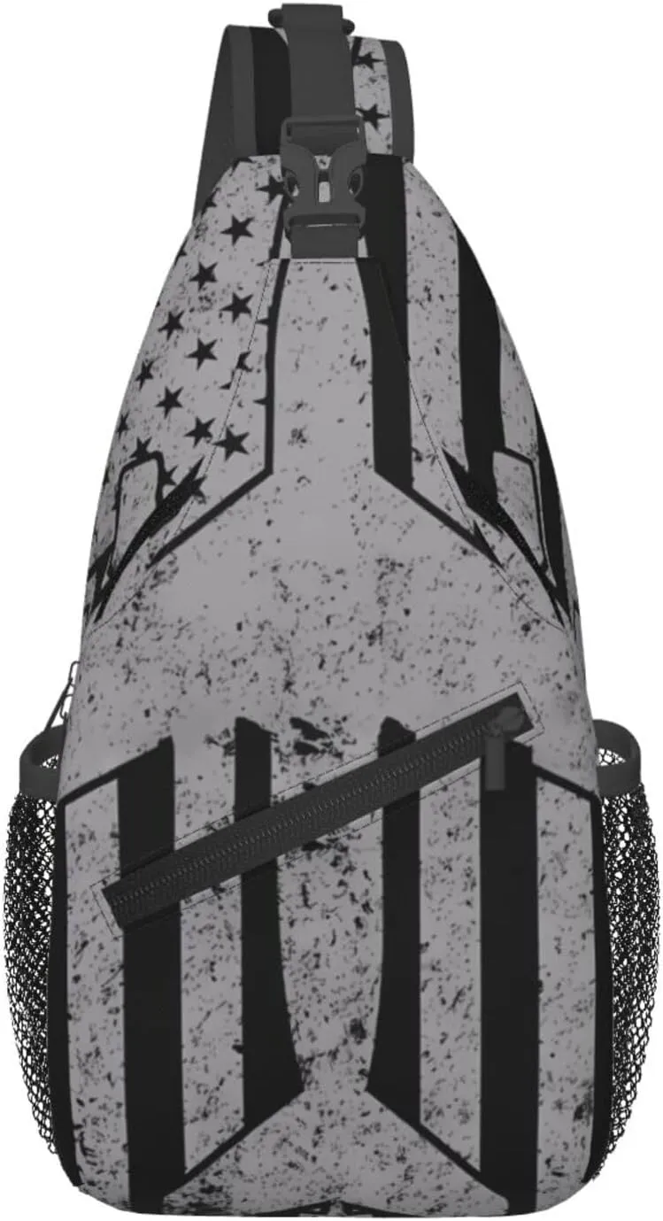 Sunflower American Flag Patriotic Sling Bag Adjustable Chest Bags Casual Crossbody Bag Travel Shoulder Backpack