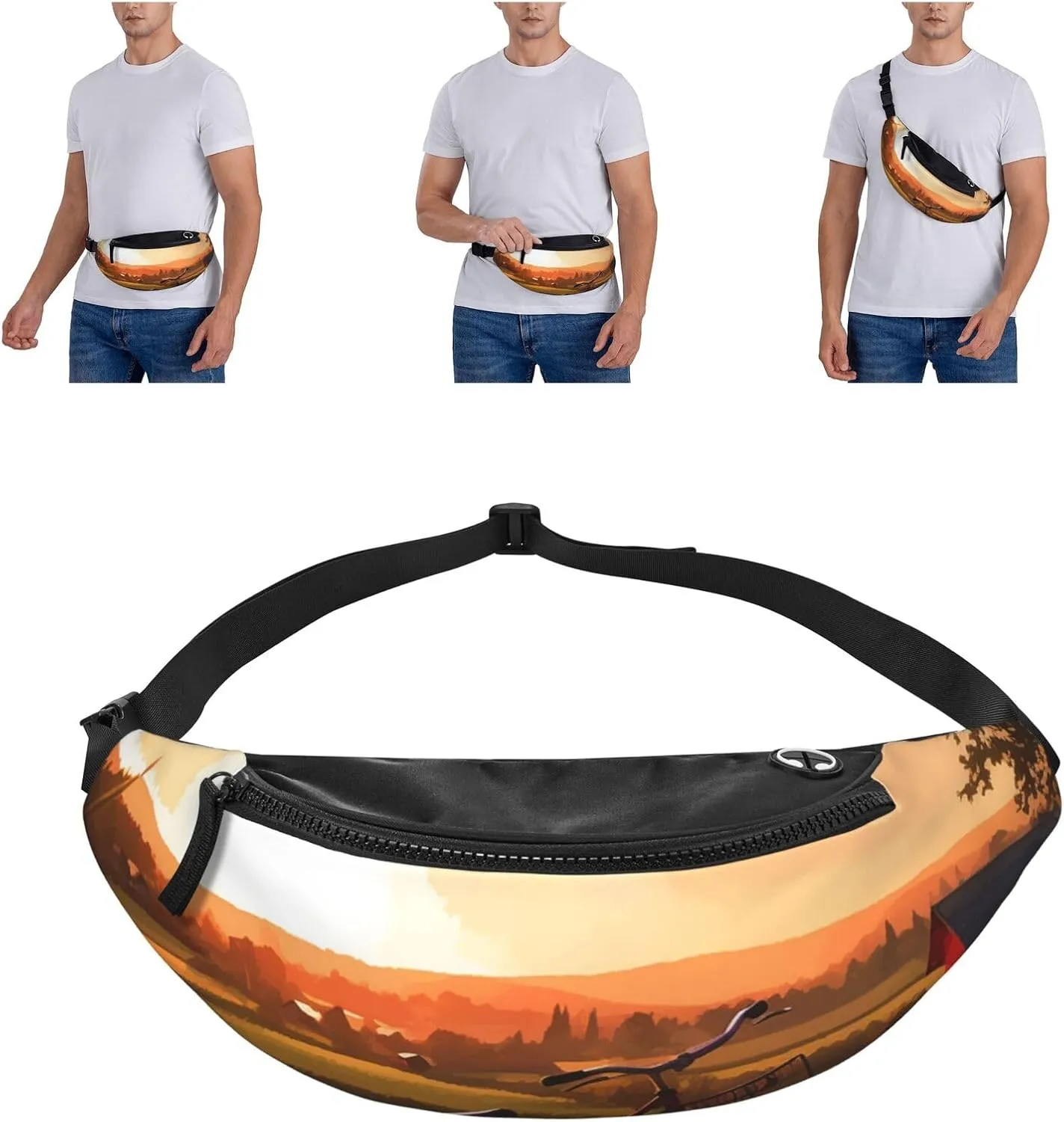 Sunset Rural View Fanny Pack for Man Women Waist Bag Adjustable Belt Casual Chest Bag Bum Bags for Travel Sports Running Hiking Waist Packs