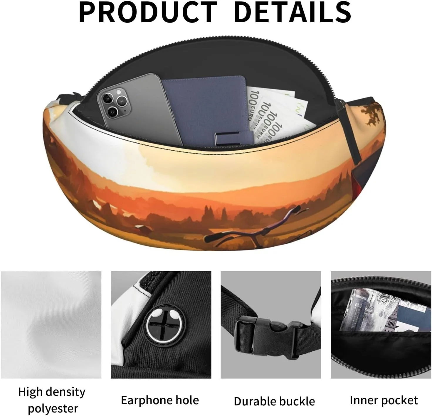 Sunset Rural View Fanny Pack for Man Women Waist Bag Adjustable Belt Casual Chest Bag Bum Bags for Travel Sports Running Hiking Waist Packs