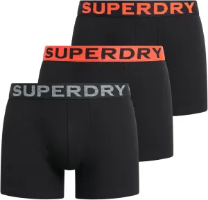 Superdry Men's 3 Pack Organic Cotton Boxer Briefs, Black/Orange, XL