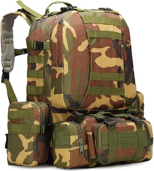 Tactical Backpack 50L, Molle Daypack Men, 4 in 1 Military Bag, Outdoor Sport Hiking Climbing Army Camping Bags