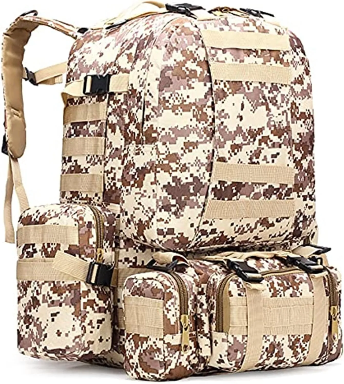 Tactical Backpack 50L, Molle Daypack Men, 4 in 1 Military Bag, Outdoor Sport Hiking Climbing Army Camping Bags