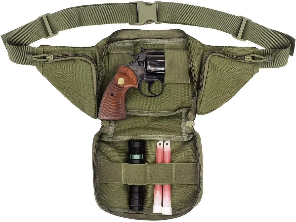 Tactical Fanny Pack for Men & Women, Concealed Carry Fanny Pack for Men, Adjustable Waist Bag, Compact Travel Belt Bag, CCW Fanny Pack with U.S Flag Patch