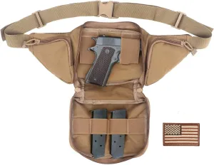 Tactical Fanny Pack for Men & Women, Concealed Carry Fanny Pack for Men, Adjustable Waist Bag, Compact Travel Belt Bag, CCW Fanny Pack with U.S Flag Patch
