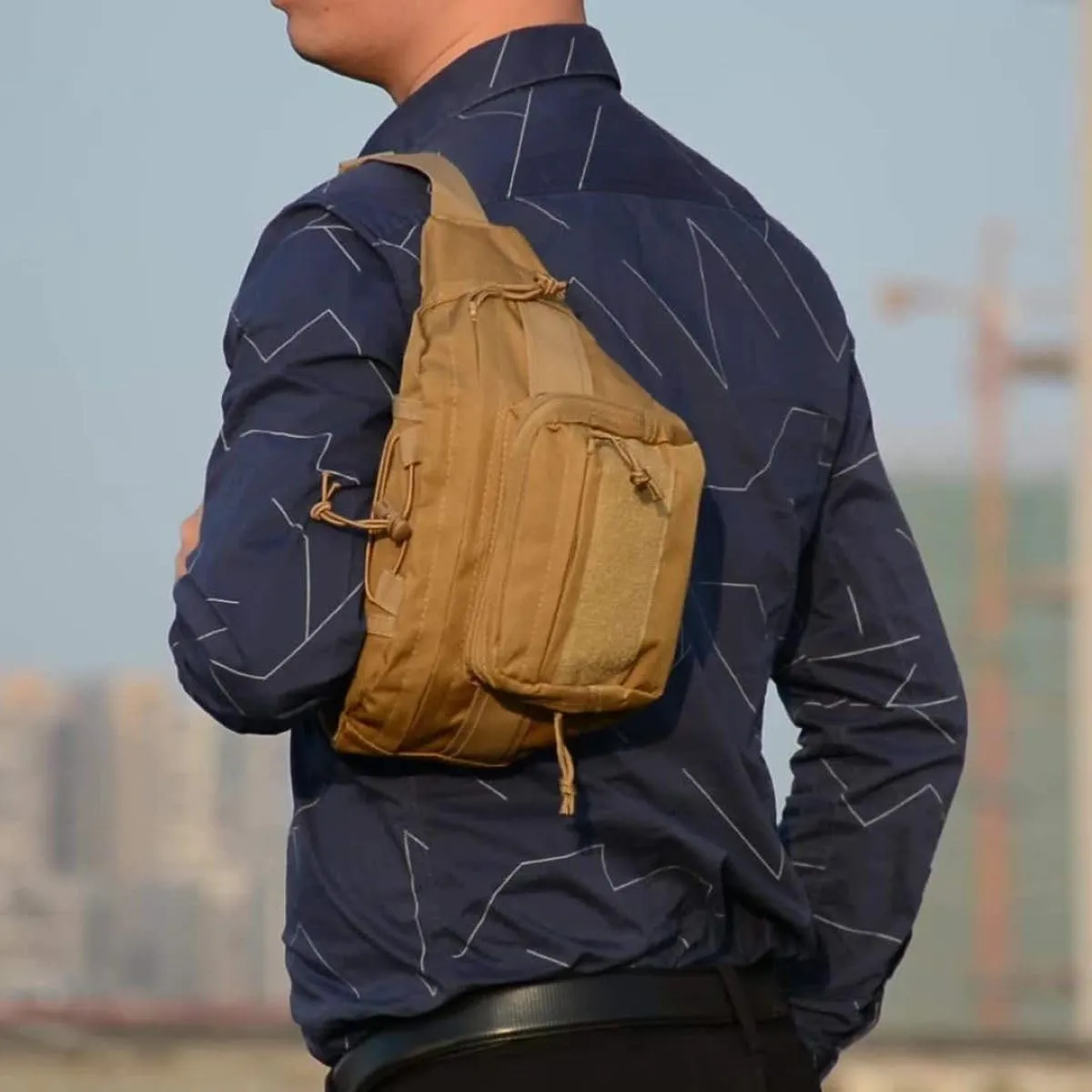 Tactical Fanny Pack Khaki Tan Waist Bag Chest Bag for Men Hip Bum EDC Pouch Outdoor Waist Bag for Women (Khaki J6504 Tectical)