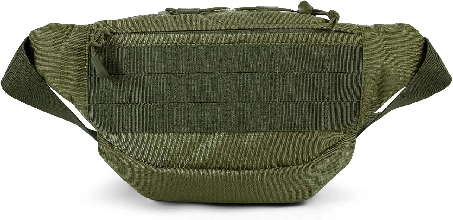 Tactical Fanny Pack,Military Waist Bag Pack with U.S Patch Utility Hip Belt Bumbag for Outdoor Fishing Hiking (Army Green(4 Zipper Pockets))