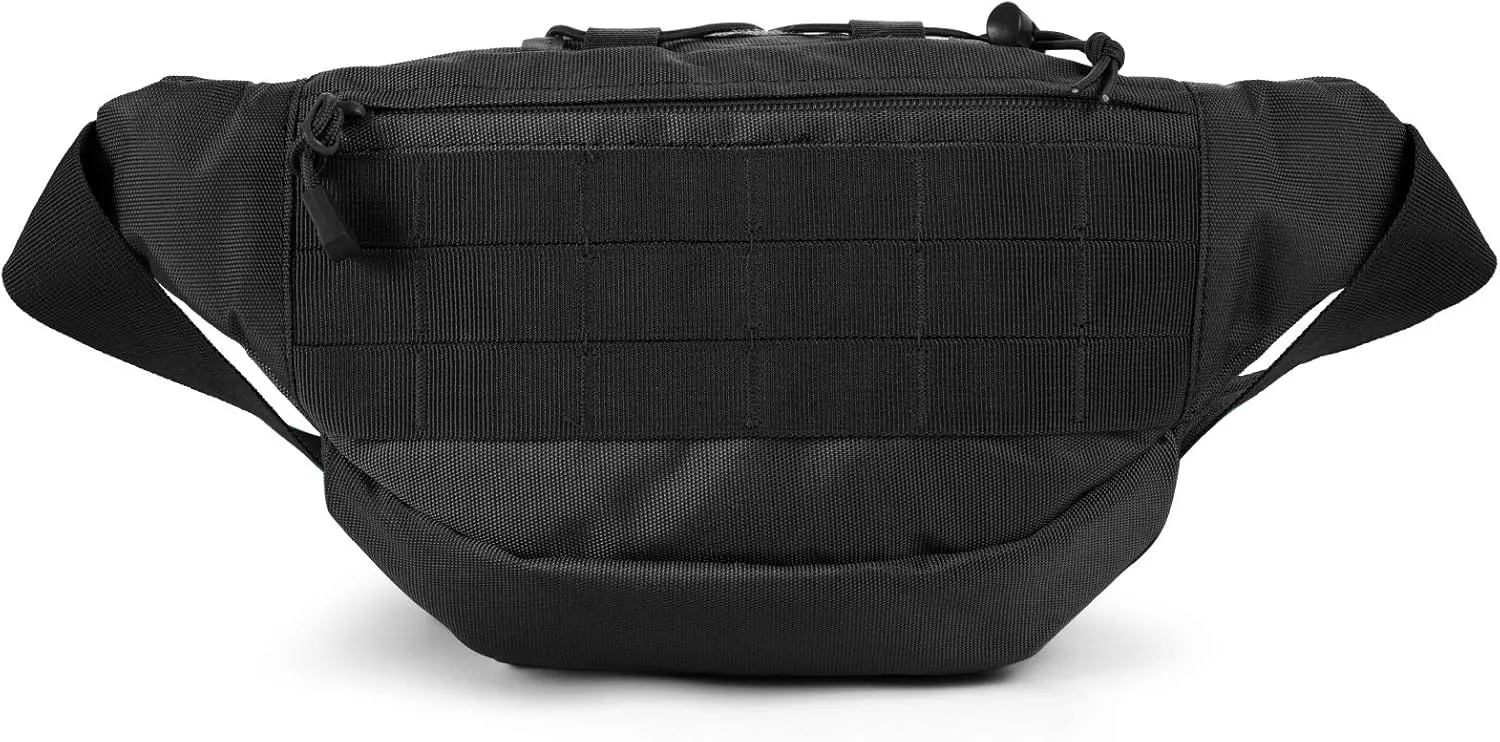 Tactical Fanny Pack,Military Waist Bag Pack with U.S Patch Utility Hip Belt Bumbag for Outdoor Fishing Hiking (Black(4 Zipper Pockets))