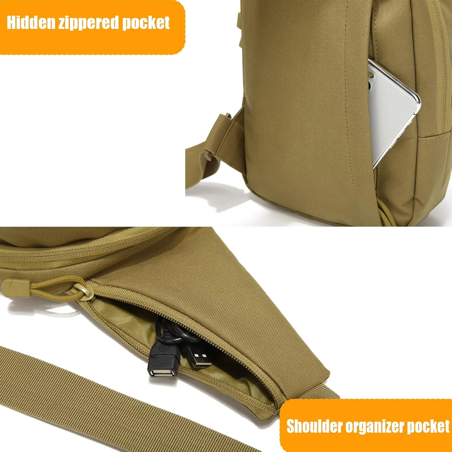 Tactical Sling Chest Bag Concealed Carry Bags with Gun Holder EDC Shoulder Crossbody Casual pack