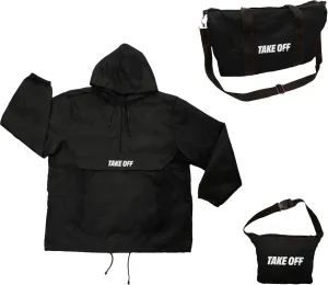 TAKE OFF Luggage - 3 in 1 Duffle Bag, Large Pocket Jacket or Pouch, Lightweight Oversized Windbreaker, Convertible Waterproof Garment, Personal Item & Carry On Accessories for Travel Essentials, Black