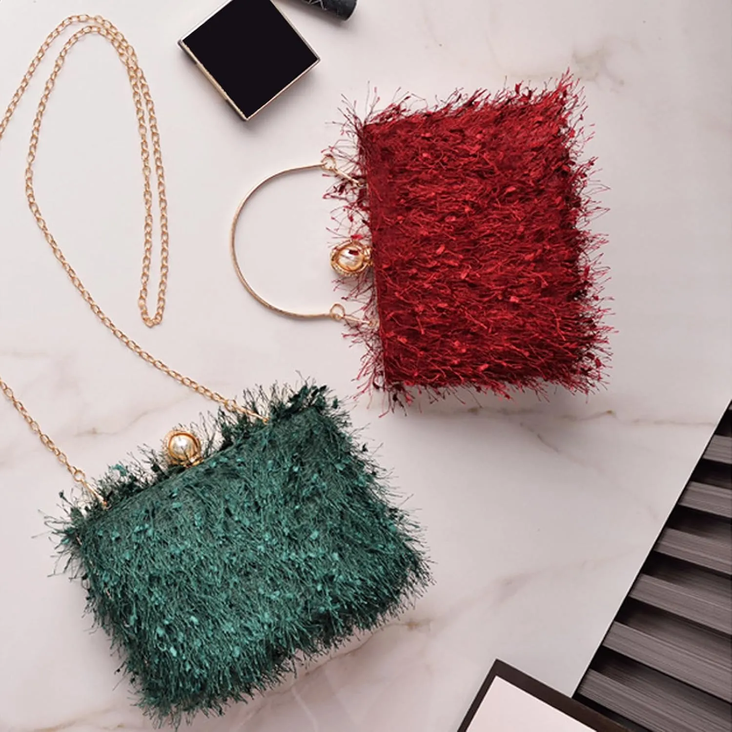 Tassel Evening Bag for Women Rhinestone Clutch Bag Beaded Handbag Bridal Wedding Purse Shoulder Bag