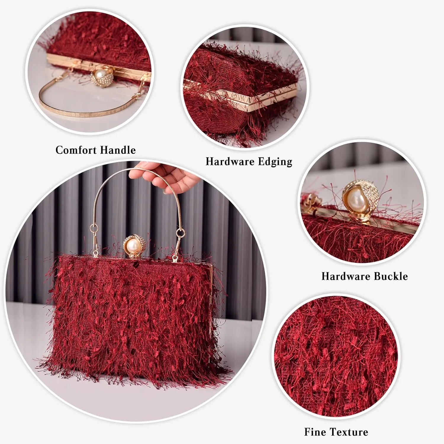Tassel Evening Bag for Women Rhinestone Clutch Bag Beaded Handbag Bridal Wedding Purse Shoulder Bag
