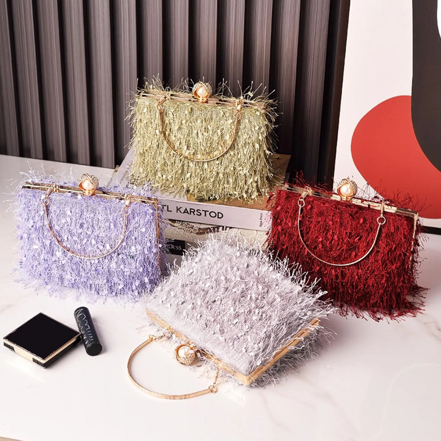 Tassel Evening Bag for Women Rhinestone Clutch Bag Beaded Handbag Bridal Wedding Purse Shoulder Bag