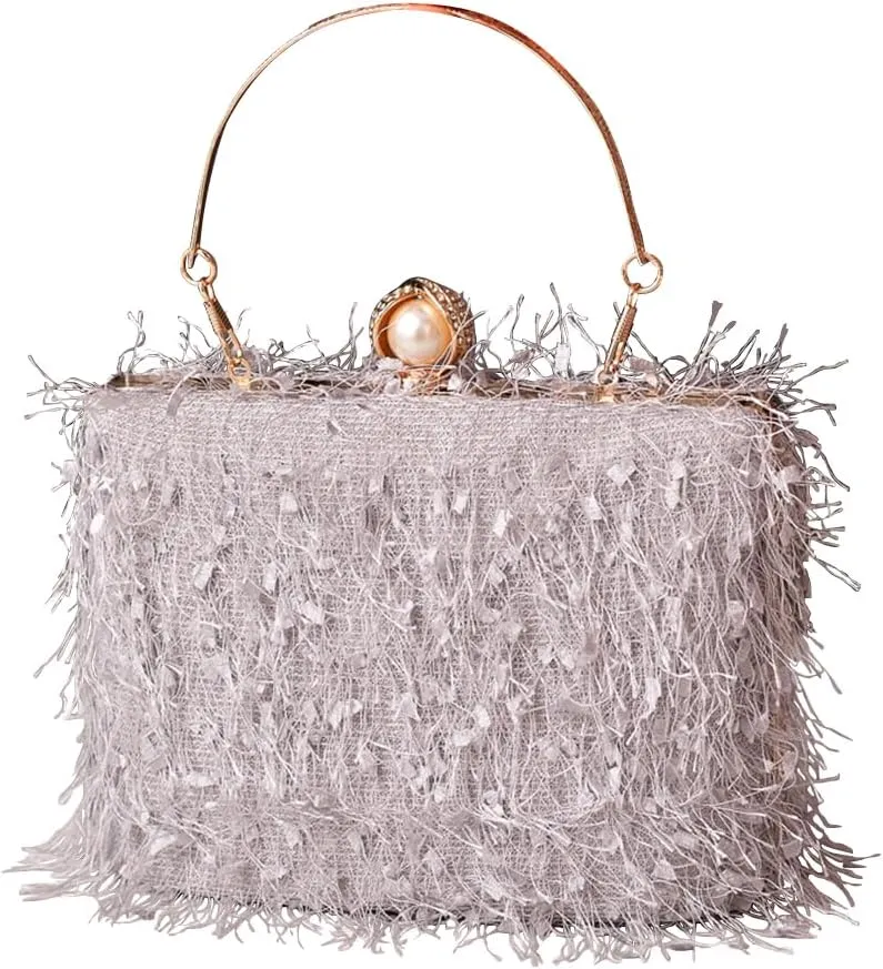 Tassel Evening Bag for Women Rhinestone Clutch Bag Beaded Handbag Bridal Wedding Purse Shoulder Bag