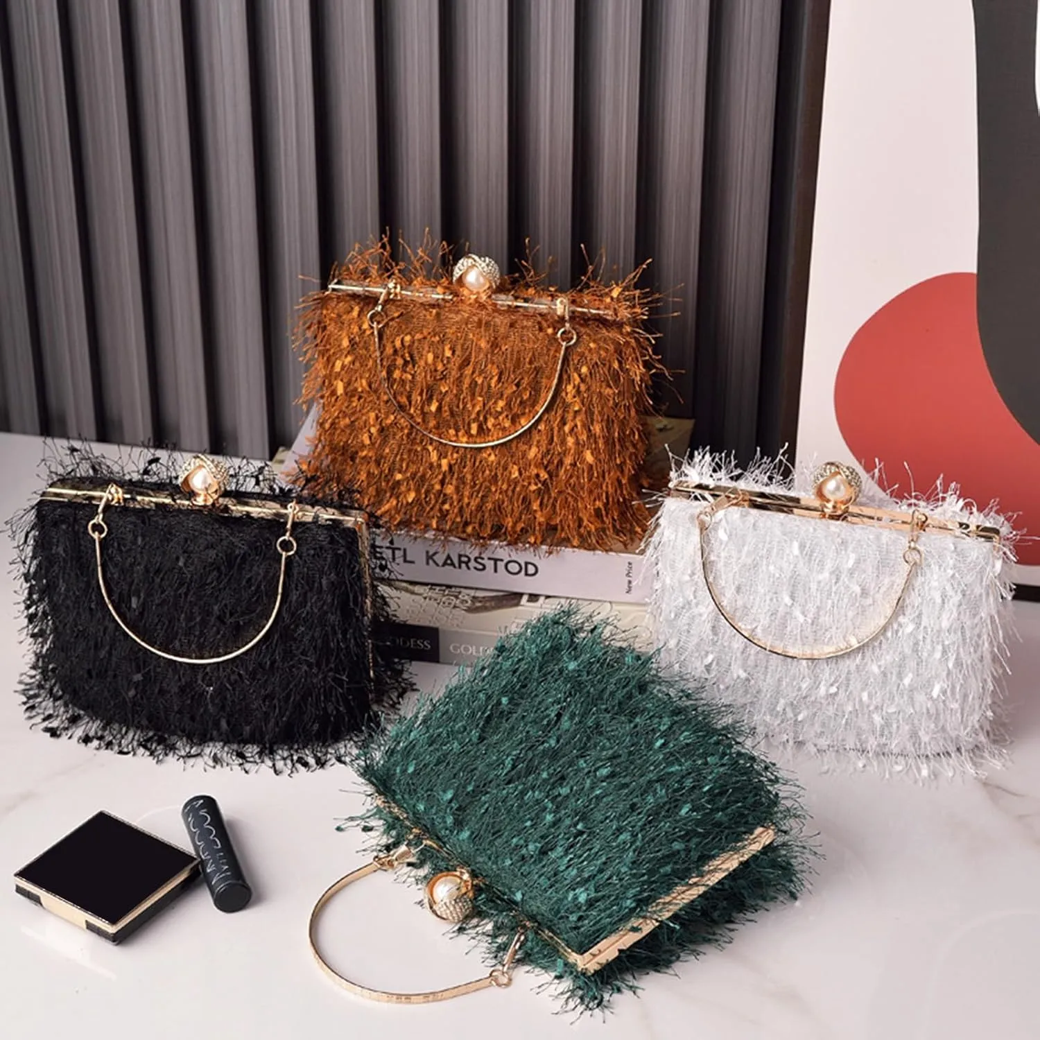 Tassel Evening Bag for Women Rhinestone Clutch Bag Beaded Handbag Bridal Wedding Purse Shoulder Bag