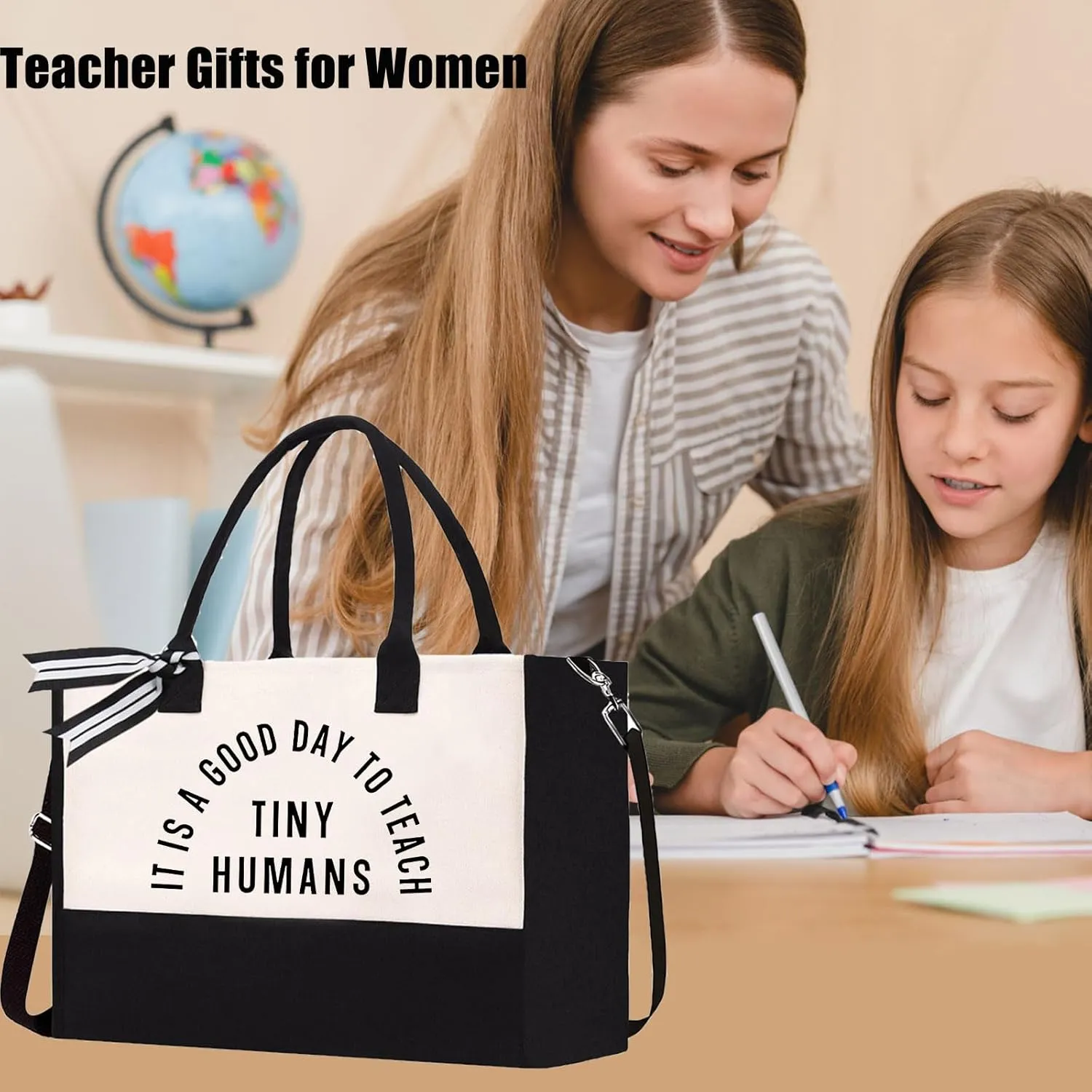 Teacher Appreciation Canvas Tote Bag - Aesthetic Gift for Women - Christmas Teacher Gift